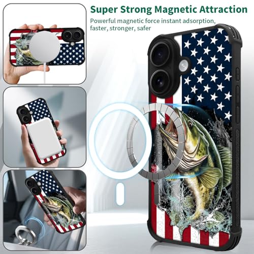case for iPhone 17,Compatible with Magsafe,All-Round Protection Shockproof Anti-Scratches TPU Case Cover-Vital Bass Fish American Flag - color: Vital bass fish American flag, size: IPhone 17