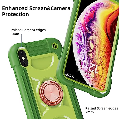 MARKILL Compatible with iPhone Xs Max Case 6.5 Inch with Ring Stand, Heavy-Duty Military Grade Shockproof Phone Cover with for iPhone Xs Max. Avocado - color: Avocado, size: iPhone XS Max 6.5"