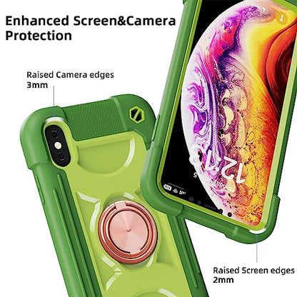 MARKILL Compatible with iPhone Xs Max Case 6.5 Inch with Ring Stand, Heavy-Duty Military Grade Shockproof Phone Cover with for iPhone Xs Max. Avocado - color: Avocado, size: iPhone XS Max 6.5"