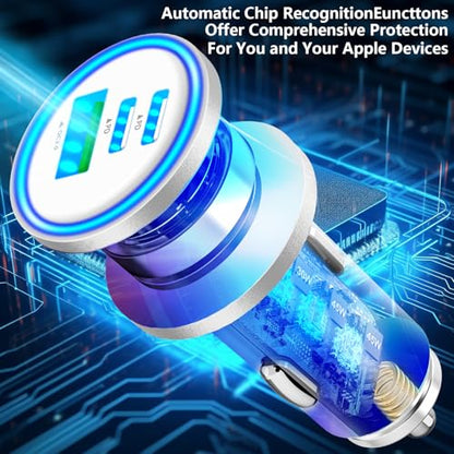 2Pack 67W USB C Car Charger, Rombica 3-Port Car Phone Charger Fast Charging - color: Bright Silver