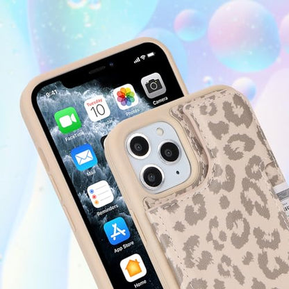 iCoverCase Compatible with iPhone 11 Pro Phone Case with Card Holder, Wallet Case for Women Men RFID Blocking PU Leather Protective Case 5.8 Inch (Beige Leopard) - color: Beige Leopard