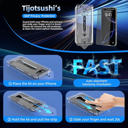 Tempered Glass 4 Way All Angles Privacy Screen Protector for iPhone 14 Pro Max 6.7", 360° Anti-spy Auto-Dust Removal, High Definition, Full Coverage No Bubble Easy Installation 2-Pack - size: For iPhone 14 Pro Max (6.7")