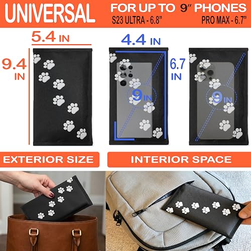 Gecko Travel Tech Faraday Bag Anti-Tracking GPS RFID Car Key Signal Blocker Wallet Shielding Pouch Protective Case for Cell Phone Car Key FOB, Data Privacy, Electronic Device Security (DOG PAWS) - color: DOG PAWS