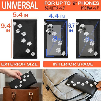 Gecko Travel Tech Faraday Bag Anti-Tracking GPS RFID Car Key Signal Blocker Wallet Shielding Pouch Protective Case for Cell Phone Car Key FOB, Data Privacy, Electronic Device Security (DOG PAWS) - color: DOG PAWS