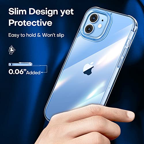 CANSHN Clear Shockproof for iPhone 12 Case/iPhone 12 Pro Case | Crystal Clear, Military-Grade Protection, Scratch Resistant, Anti-Slip, Slim Fit, Wireless Charging Compatible - color: Clear