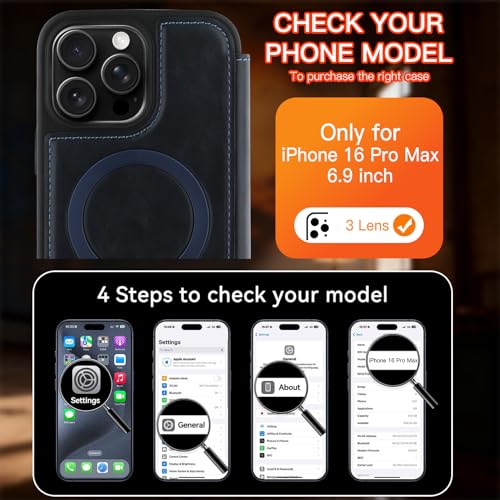 Wallet Phone Case Crafted for iPhone 16 Pro Max Blue | PU Leather Phone Case Flip Cover Wrist Strap Card Holder Slots - color: Blue-2, size: iPhone 17 Pro Max