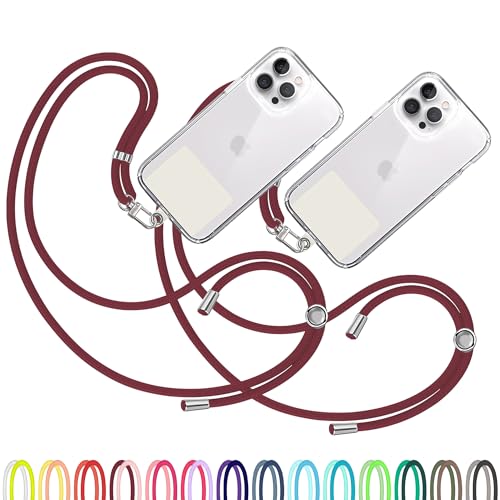 TBOC 2X Cell Phone Lanyard [Bordeaux] - Comfortable Universal Smartphone Lanyard - Easy to Use Neck Phone Holder [White Ice Patch] - Adjustable Length Phone Strap Crossbody - Fits All Mobile Phones - color: Bordeaux