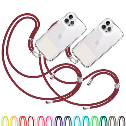 TBOC 2X Cell Phone Lanyard [Bordeaux] - Comfortable Universal Smartphone Lanyard - Easy to Use Neck Phone Holder [White Ice Patch] - Adjustable Length Phone Strap Crossbody - Fits All Mobile Phones - color: Bordeaux