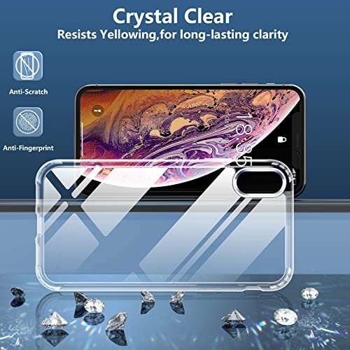 SPIDERCASE for iPhone Xs Max Case, [Crystal Clear Not Yellowing][with 2 Pcs Tempered Glass Screen Protectors] Slim Thin Case, Clear - color: Crystal Clear