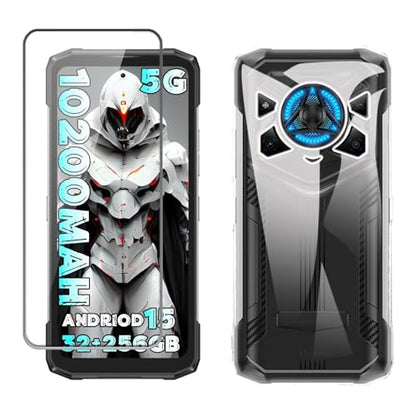 Case for DOOGEE Blade 20 Play 5G Phone Case with Tempered Glass Screen Protector,Silicone Soft Flexible Bumper Shockproof TPU Protective Cover-Clear