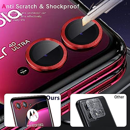Zeking (2 Set for Motorola Razr 50 Ultra Camera Lens Protector, Scratch-Resistant HD Clarity Ultra-Thin 9H Tempered Glass with Aluminum Edging, Individual Metal Lens Cover (Red) - color: Red