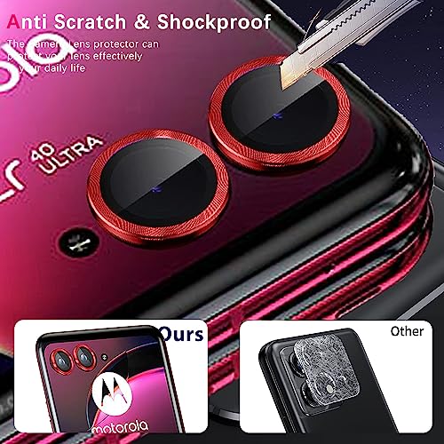 Zeking (2 Set for Motorola Razr 50/Razr 60 Camera Lens Protector, Scratch-Resistant HD Clarity Ultra-Thin 9H Tempered Glass with Aluminum Edging, Individual Metal Lens Cover (Red) - color: Red