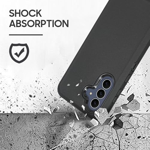 Compatible for Samsung S25 FE, Built in Screen Protector, Belt Clip Holster Heavy Duty Defender Case Dustproof Shockproof Protection (Black) - color: Black