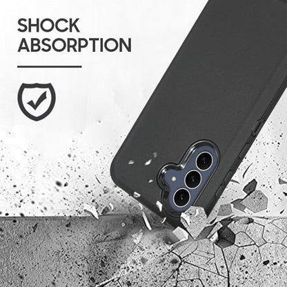 Compatible for Samsung S25 FE, Built in Screen Protector, Belt Clip Holster Heavy Duty Defender Case Dustproof Shockproof Protection (Black) - color: Black