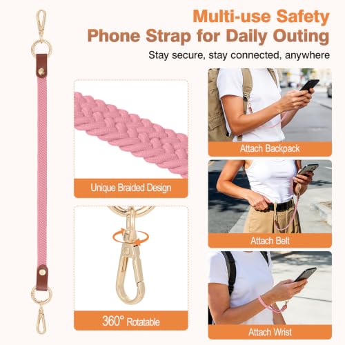 MoKo 2 Pack Stretchy Phone Lanyard Tether Retractable Phone Strap - color: Old Rose