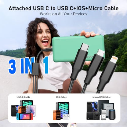 Portable Charger, 10000mAh Power Bank, Travel Battery Pack - color: Green
