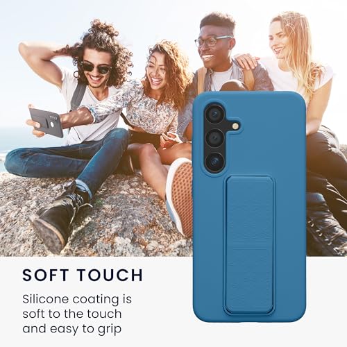 kwmobile Case for Samsung Galaxy S24 Case - Soft TPU Cover with Silicone Coating - with Hand Strap and Stand Function - Shockproof - Caribbean Blue - color: caribbean blue, size: Galaxy S24