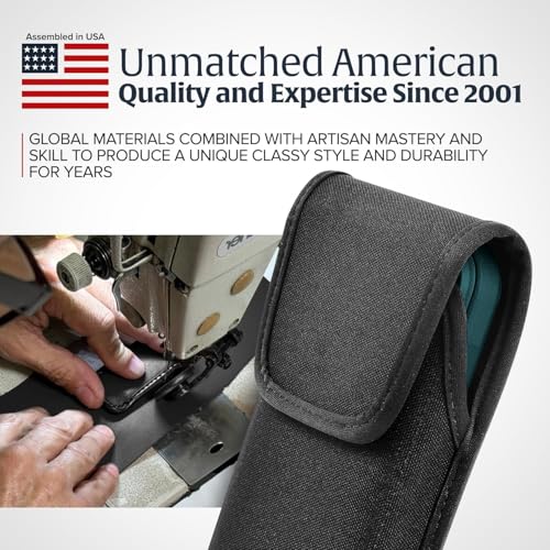 Turtleback Belt Clip for iPhone 16 Pro Max, 15 Pro Max, 14 Pro Max -Small- Fits w/Slim MagSafe Style Cases, Premium Black Nylon, Vertical Belt Holder, Magnetic Closure, HD Rotating Belt Clip - color: Vertical - Nylon w/ HD Clip, size: Small