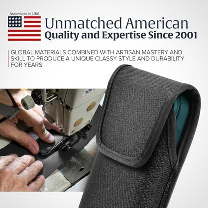 Turtleback Belt Clip for iPhone 16 Pro Max, 15 Pro Max, 14 Pro Max -Small- Fits w/Slim MagSafe Style Cases, Premium Black Nylon, Vertical Belt Holder, Magnetic Closure, HD Rotating Belt Clip - color: Vertical - Nylon w/ HD Clip, size: Small