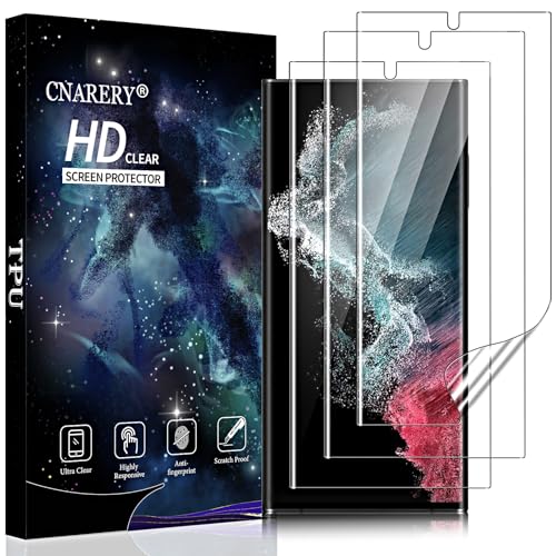 3 Pack Screen Protector for Samsung Galaxy S22 Ultra [Not Glass], Support Fingerprint Flexible TPU Film with Camera Lens Protector, Full Coverage - size: Samsung Galaxy S22 Ultra