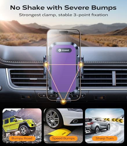 VICSEED Ultra Stable Car Phone Holder Vent [Never Fall Off & Won't Break] - color: Purple