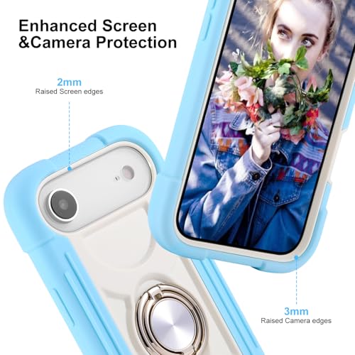 MARKILL Compatible with iPhone Air Case 6.5 Inch 2025 with 360 Degree Rotate Ring Stand, Military Grade Drop Protection Full Body Rugged Protective Case Kids - color: Ice Blue, size: iPhone Air 6.5"