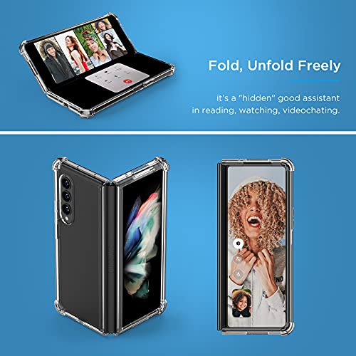 MAKAVO for Samsung Galaxy Z Fold 3 5G Case [Enhanced Corner Protection] Non-Yellowing Crystal Soft TPU Bumper Shockproof Hard Clear Back Cover 2021