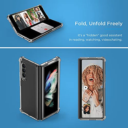 MAKAVO for Samsung Galaxy Z Fold 3 5G Case [Enhanced Corner Protection] Non-Yellowing Crystal Soft TPU Bumper Shockproof Hard Clear Back Cover 2021