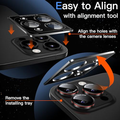 JETech Camera Lens Protector for iPhone 15 Pro/15 Pro Max, Black+Red, 1 Set - size: iPhone 15 Pro/15 Pro Max