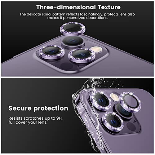 Tensea Bling Camera Lens Protector for iPhone 14 Pro/iPhone 14 Pro Max - color: Purple Glitter