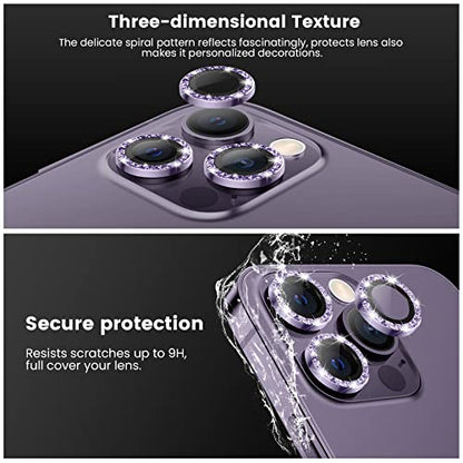 Tensea Bling Camera Lens Protector for iPhone 14 Pro/iPhone 14 Pro Max - color: Purple Glitter
