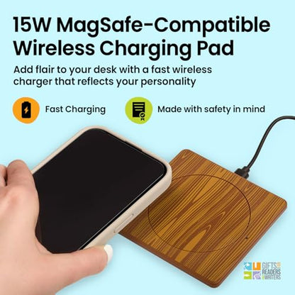 Thinking Gifts 15W Magnetic Wireless Charger, Charging Pad - Wood - color: Wood