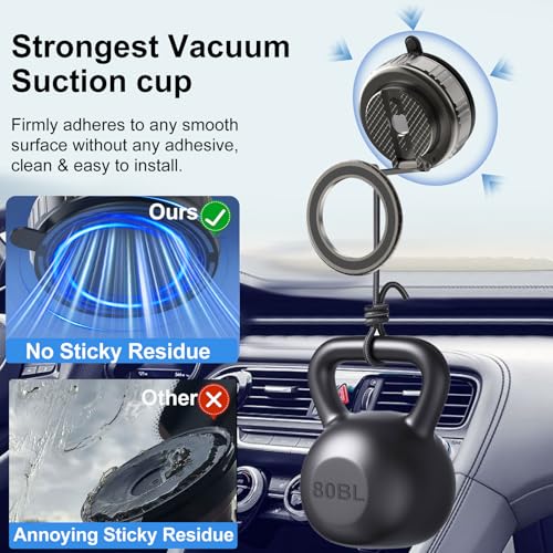 Phone Holders for Your Car, Ultra Vacuum Suction Cup Magnetic Car Phone Holder Mount 360° Adjustable Foldable Cars Phone Stand Compatible with MagSafe iPhone All Smartphones
