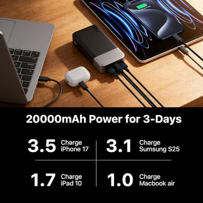 NOBIS 45W 20000mAh Portable Charger Power Bank Fast Charging - color: Black