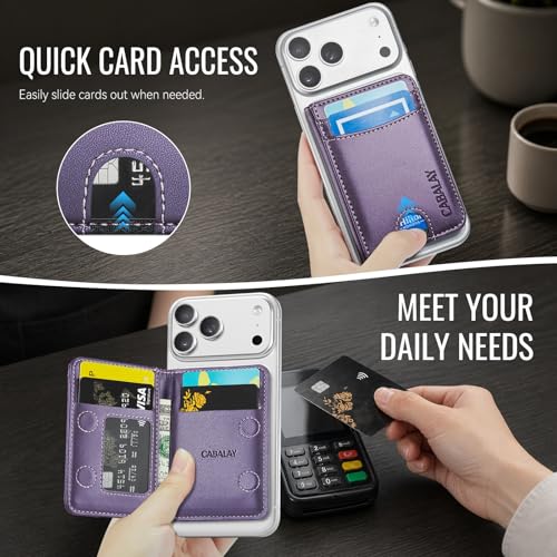 MagSafe Wallet, Magnetic RFID Blocking Card Holder & Cash Pocket, Compatible with Magsafe Phones and Cases for iPhone 17/16/15/14/13/12/Plus/Air/Pro/Pro Max - color: Purple