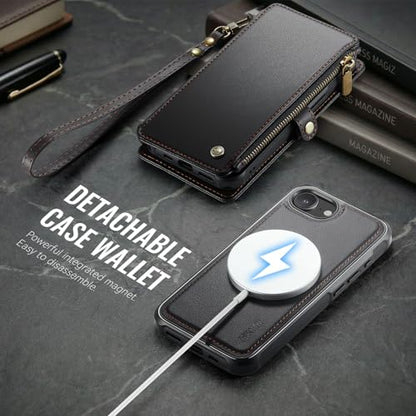for iPhone 17E - Phone Case Wallet Magnetic Detachable, Black - color: Black, size: iPhone 17e