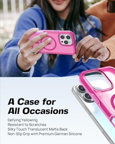 ArtsEvo Strong Magnetic for iPhone 16 Pro Max Case, Compatible with MagSafe, 360° Military-Grade Protection, Slim Translucent Matte Phone Case, Hot Pink - color: Hot Pink, size: iPhone 16 Pro Max
