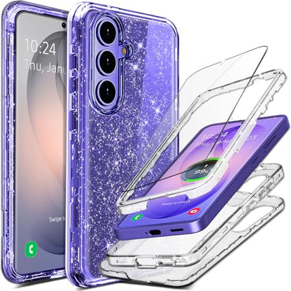 Full Protective for Galaxy S26 Plus Heavy Duty Hybrid 3 in 1 Rugged Shockproof Women Girls for Samsung Galaxy S26 Plus 6.7 inch 5G Shiny Clear Glitter Bling Sparkle - size: 6.7 inch (for S26 Plus)