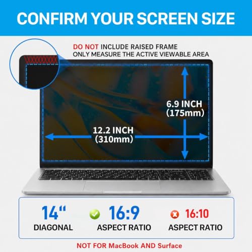 STARY 360° Laptop Privacy Screen Protector 14 inch 16:9 Ratio (1920×1080) - size: 14 inch 16:9