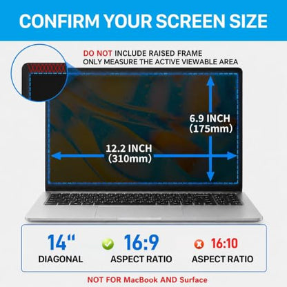 STARY 360° Laptop Privacy Screen Protector 14 inch 16:9 Ratio (1920×1080) - size: 14 inch 16:9