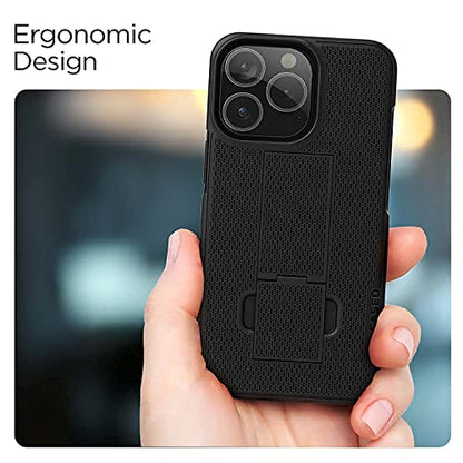 Encased DuraClip Designed for iPhone 13 PRO MAX Belt Clip Case (2021) Slim Phone Cover with Holster (Black) - size: iPhone 13 Pro Max