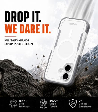 LOOXER® Heavy Duty Rugged Magnetic Case for iPhone 17 (6.3”) | Military Grade Shockproof Protection,MagSafe Compatible+ Tempered Glass Included (White, 17) - color: White, size: 17
