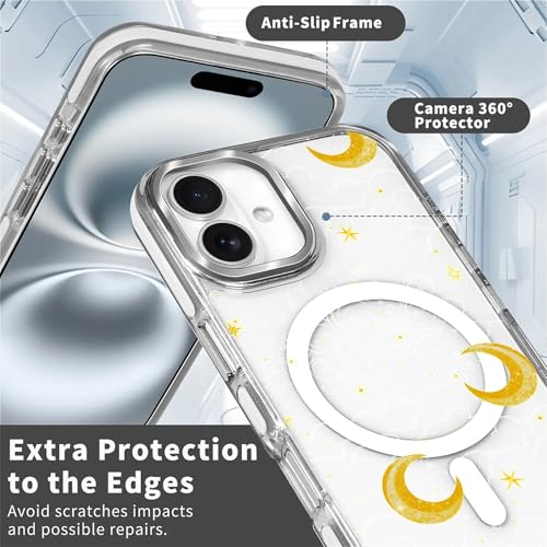 Magnetic Case for iPhone 15 Plus iPhone 14 Plus Design On Clear Base, Compatible with MagSafe, Slim Protective Soft TPU Bumper Phone Cover Women Girls Case -Clear Celestial Moon Stars - color: Clear Celestial Moon Stars, size: iPhone 15 Plus iPhone 14 Plu