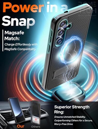 Designed for Samsung Galaxy S25 Case with Belt Clip Holster | Rugged Cover with Strong Magnet & Kickstand Heavy Duty Combo - Black & Green - color: Black & Green