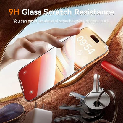 4 Pack for iphone 16 Screen Protector Tempered Glass Film Optional[9H Hardness] Shatterproof with Install Frame,HD Clear,Scratch Resistant - size: iPhone 16