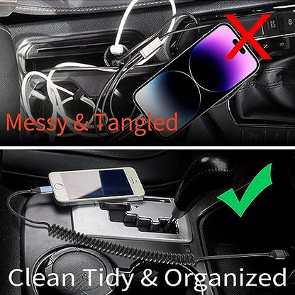 Coiled Lightning Cable for Car, [MFi Certified] 2Pack Retractable iPhone Charger Cord Apple Car Play USB to Lightning Cable 3FT Coiled iPhone Charger Cord for iPhone14/13/12/11/8/7/Plus/6S iPad/iPod