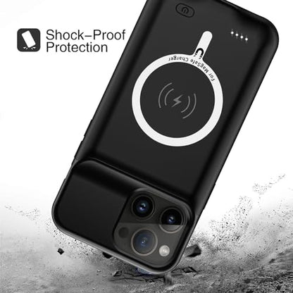 Battery Case for iPhone 14 Pro, Upgraded 10000mAh Battery Pack Rechargeable Charger Case with Carplay Wireless Charging Compatible for iPhone 14 Pro (6.1 inch) External Battery Charging Cover(Black) - size: iPhone 14 Pro