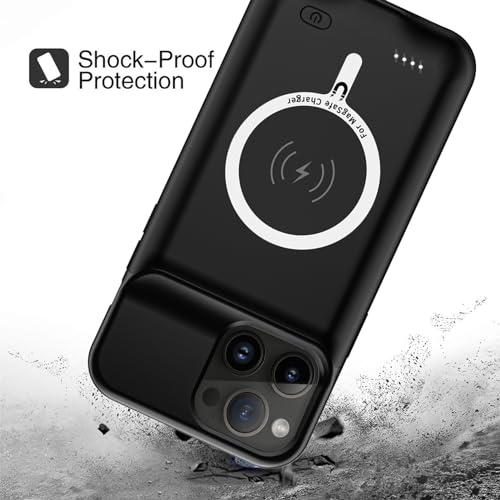 Battery Case for iPhone 14 Pro, Upgraded 10000mAh Battery Pack Rechargeable Charger Case with Carplay Wireless Charging Compatible for iPhone 14 Pro (6.1 inch) External Battery Charging Cover(Black) - size: iPhone 14 Pro