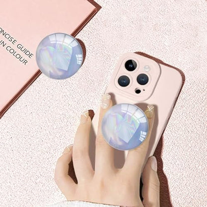 Clear Phone Grip with Expanding Kickstand,Cell Smartphones Collapsible Stand Purple Colorful Heart Design for Phone