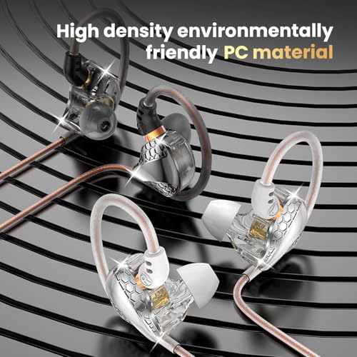 2 Pack in Ear Monitor Headphones, H89 IEM Earphone Wired Earbud - color: Black+White